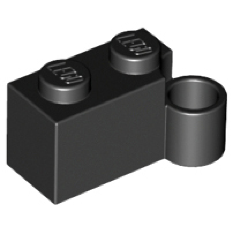 Scharnier Steen 1x2 met gat Black